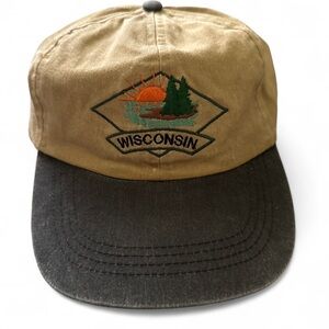 Wisconsin Embroidered Tan and Black Cap